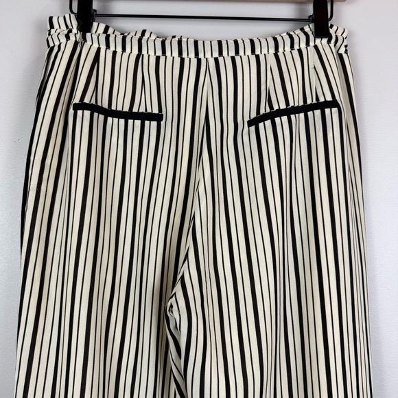 Greylin Anthropologie Pants Women Medium Ivory Black Striped Tassel Tie Straight - Picture 6 of 10